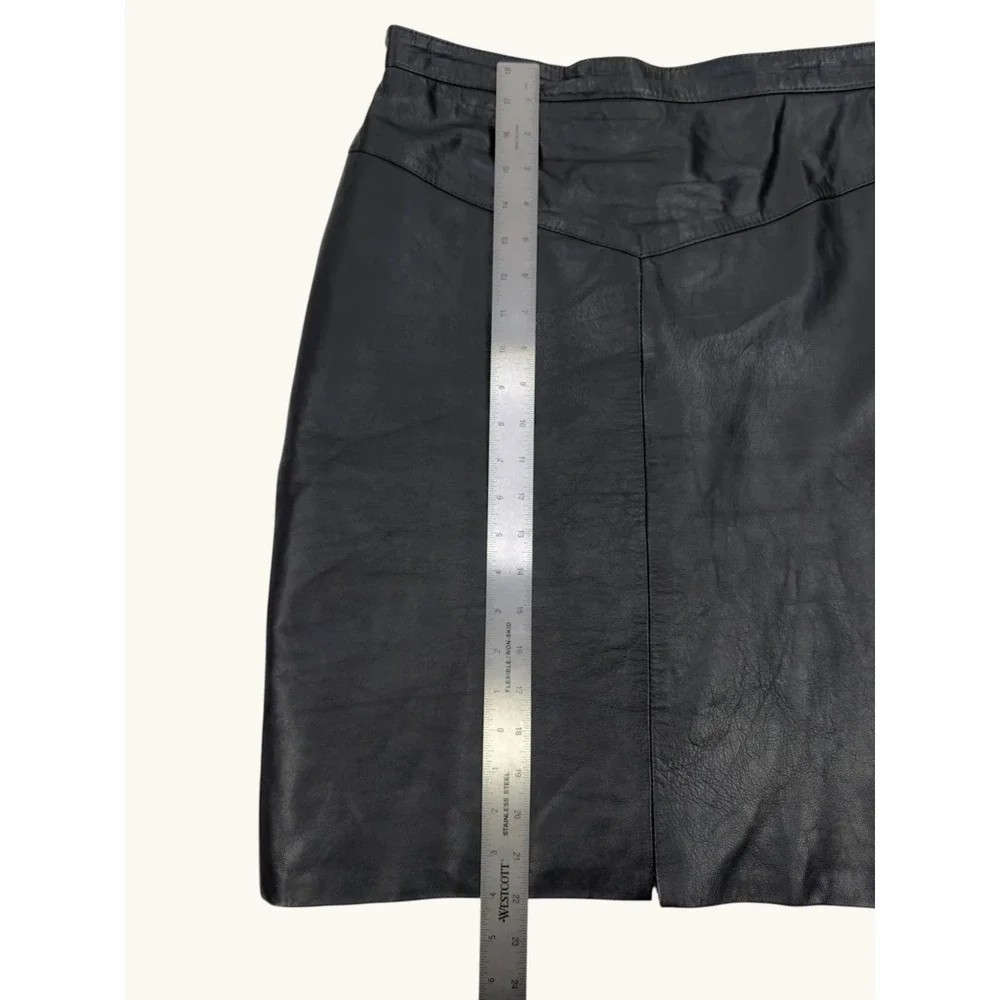 Outerbound by HMS Vintage Black Leather Pencil Skirt V-Yoke Size 11/12